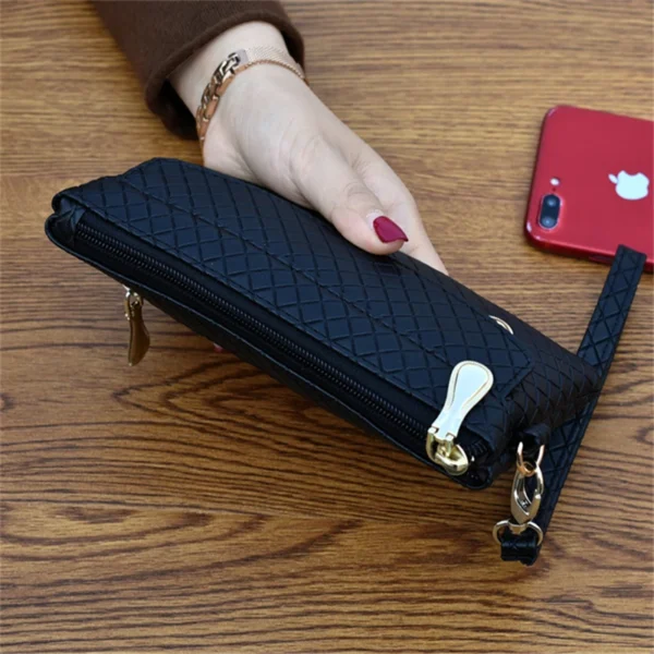 Women Wallet Clutch Plaid Zipper Organizer Purse Long Key Coin Bag Casual Female Wallet Ladies Leather Money Bag - 图片 2