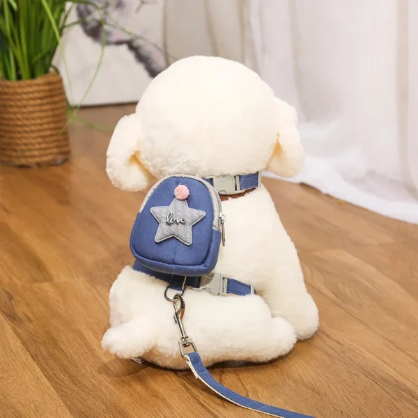Pet Dog Leash Backpack Chest Strap Teddy Puppy Harness Dogs and Cat Adjustable Chain Rope Collar Outdoor Travel Snacks Bag - 图片 8