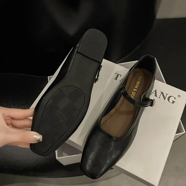 2023 Summer New Brand Women Flats Fashion Square Toe Shallow Mary Jane Shoes Soft Casual Ballet Shoes Slingback Shoes - 图片 6