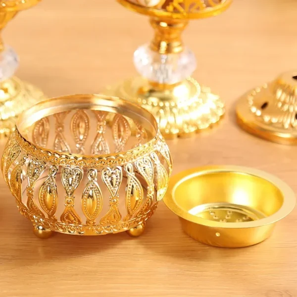 Incense Burner Hollow Golden Tower Cone Burner Arabic Style Censer Holder for Home Hotel Ornament Bakhoor Ash Catcher Burners - Image 3