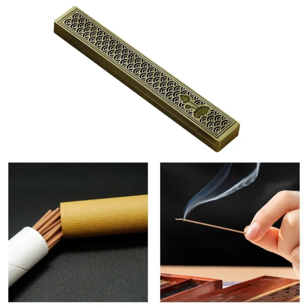 Zinc Alloy Chinese Incense Burner Holder Box 23.3x3.3x1.8cm Incense Rack for Yoga SPA Meditation Accessory Multipurpose Sturdy - 图片 9