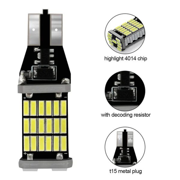 2PCS T15 W16W 921 912 T16 902 LED Bulbs High Power 45pcs 4014SMD Super Bright 1200LM Replace For Car Reversing Light White Red - 图片 2