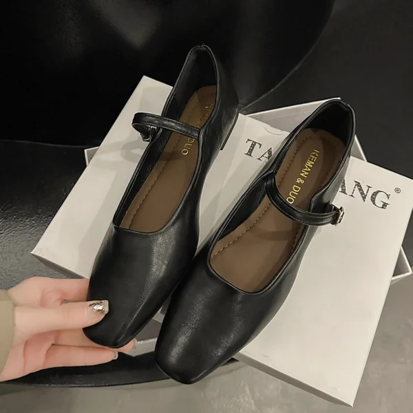 2023 Summer New Brand Women Flats Fashion Square Toe Shallow Mary Jane Shoes Soft Casual Ballet Shoes Slingback Shoes - 图片 5