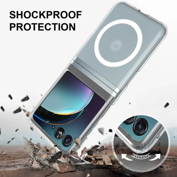 for Motorola Moto Razr 40 Ultra 40 Razr40 Case Magnetic for Magsafe Wireless Charge Cover Clear Hard Shockproof Shell Fundas - 图片 4