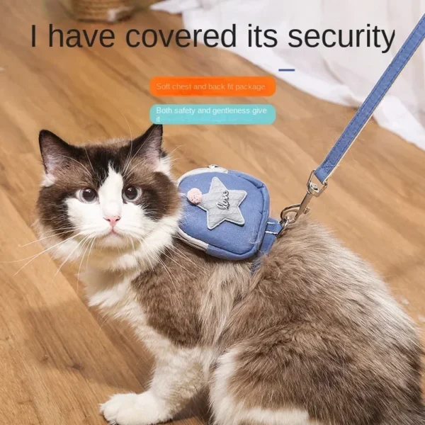 Pet Dog Leash Backpack Chest Strap Teddy Puppy Harness Dogs and Cat Adjustable Chain Rope Collar Outdoor Travel Snacks Bag - 图片 4