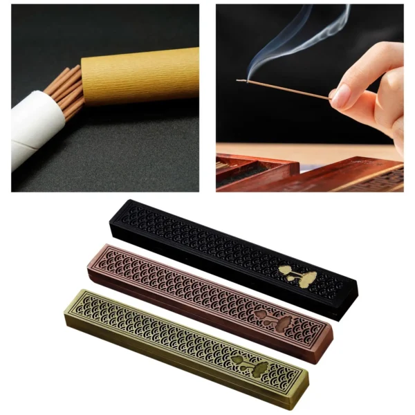 Zinc Alloy Chinese Incense Burner Holder Box 23.3x3.3x1.8cm Incense Rack for Yoga SPA Meditation Accessory Multipurpose Sturdy - 图片 4