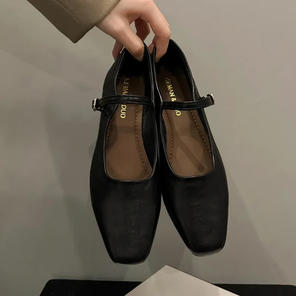 2023 Summer New Brand Women Flats Fashion Square Toe Shallow Mary Jane Shoes Soft Casual Ballet Shoes Slingback Shoes - 图片 2