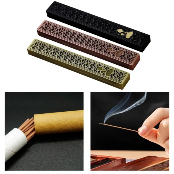 Zinc Alloy Chinese Incense Burner Holder Box 23.3x3.3x1.8cm Incense Rack for Yoga SPA Meditation Accessory Multipurpose Sturdy - 图片 3