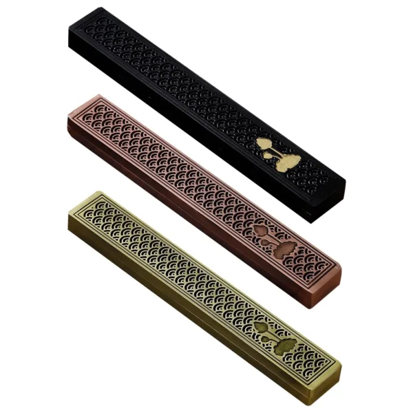 Zinc Alloy Chinese Incense Burner Holder Box 23.3x3.3x1.8cm Incense Rack for Yoga SPA Meditation Accessory Multipurpose Sturdy