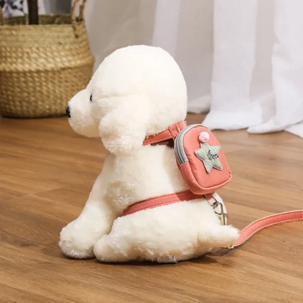 Pet Dog Leash Backpack Chest Strap Teddy Puppy Harness Dogs and Cat Adjustable Chain Rope Collar Outdoor Travel Snacks Bag - 图片 9